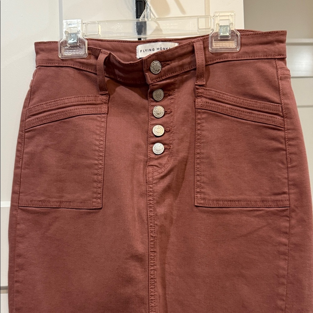 Flying Monkey Brown Button-Front Pencil Skirt - image 3